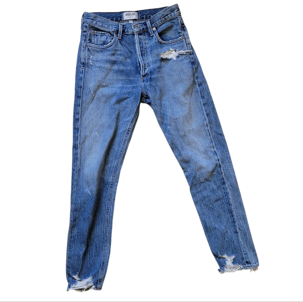 AGOLDE Jamie High Rise Button Fly Distressed Jeans 25